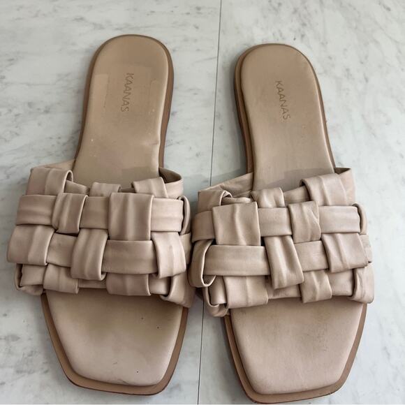 KAANAS Belinha Basketweave Leather Flat Sandals - Picture 6 of 8